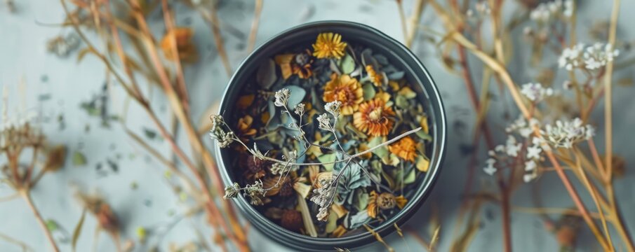 herbal tea leaves.