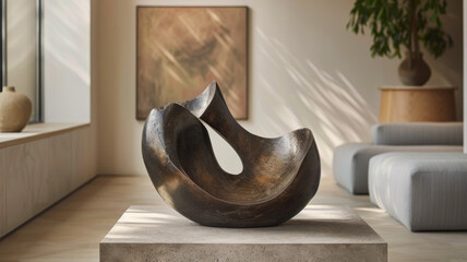 Abstract sculpture in a modern interior setting