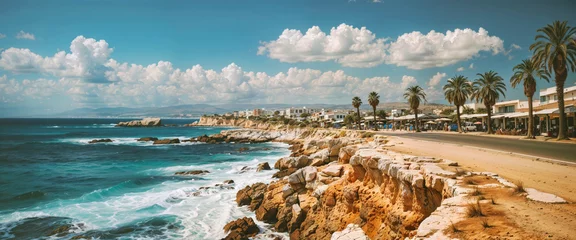 Fototapete Mittelmeereuropa View of coastline of Cyprus beach.
