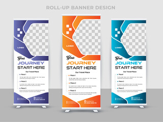 Creative Travel Roll up Banner Design  Template.