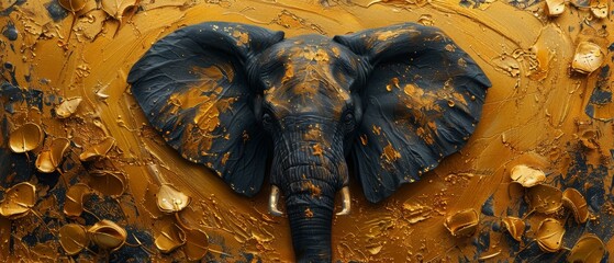 Fototapeta premium Paintings, wallpapers, posters, cards, murals, rugs, hangings, wall art... Abstract paintings. Flowers, leaves. Animal prints, elephants, zebras, horses. Shiny golden textures. Showcase your art on