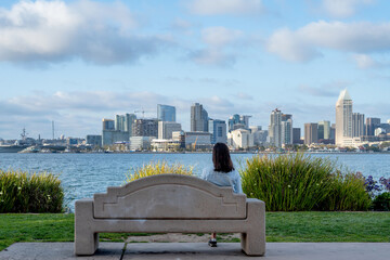 Woman Gazing San Diego From the Bay