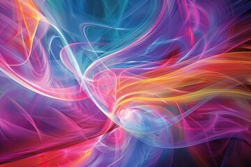 Abstract colorful swirl of vibrant neon lights