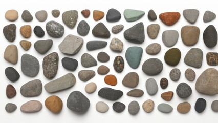 Obraz na płótnie Canvas Set of sea pebbles isolated on white background with clipping path