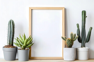 an empty wooden frame mockup