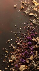 Obraz na płótnie Canvas leaves dry flowers of herbal tea background.