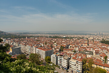 Fototapeta na wymiar Bursa ,Turkey September 17 2022 : panorama of the city of bursa from the Tophane ,