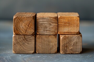 Close-up of stacked wooden blocks showcasing natural wood grain and textures.