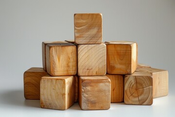 Close-up of stacked wooden blocks showcasing natural wood grain and textures.