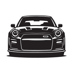 Car Front View Silhouettes, Automobile Silhouette, Vintage Car Silhouettes, Car Silhouettes PNG, Black and White Car Front View , Iconic Retro Vehicle Sketch