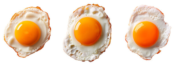fired egg top view isolated background