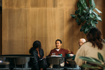 Business meeting in cafe