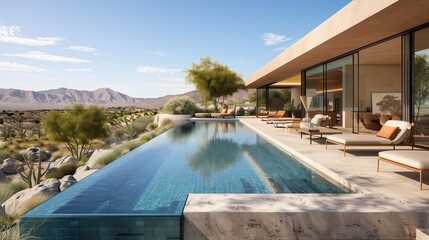 Obraz na płótnie Canvas panoramic pool in the desert