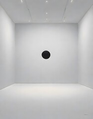 Artistic Interpretation of a Minimalist Void, Small Empty Room with a Single Dark Spot,  Generative AI