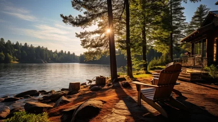 Fotobehang Peaceful Beautiful Retreat Pine Trees and Tranquil © Media Srock
