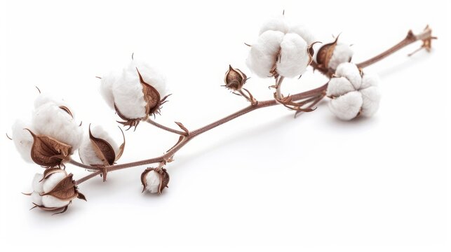 twig with cotton background.