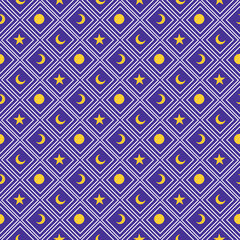 Moon and stars geometric pattern seamless