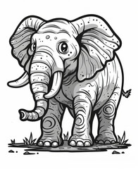 Fototapeta premium coloring page for kids, adorable Loxodonta africana cyclotis simple, cartoon style,generative ai