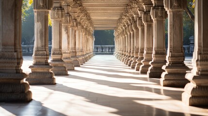 Timeless Symmetry Row of Temple Columns
