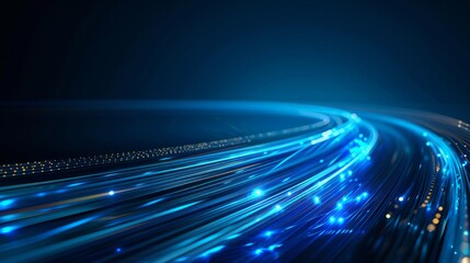 Captivating light trails streak across a dark blue background