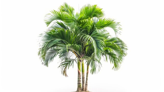 White background with betel palm tree