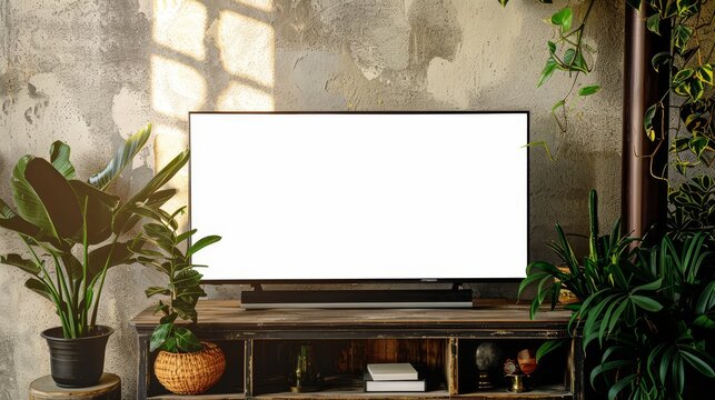 Flat screen with white overlay picture