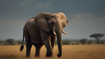 Fototapeta na wymiar Lonely elephant on tree