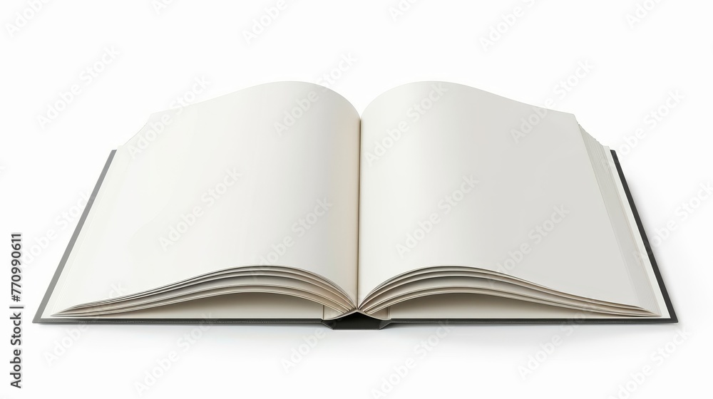 Poster Isolated mock-up of a booklet. Vertically opened magazine, brochure, or notebook template on white background. 3d illustration for your design project.