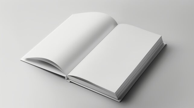 A clay render of a white notebook mockup is isolated on a white background. Material template is made of origami paper and has realistic drop shadows.