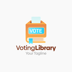 Illustration Vector Graphic Logo of Voting Library. Merging Concepts of a Book and Voting Box election Good for Education, Course, Learning, Academy etc