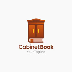 Illustration Vector Graphic Logo of Cabinet Book. Merging Concepts of a Book and Cabinet. Good for Education, Course, Learning, Academy etc