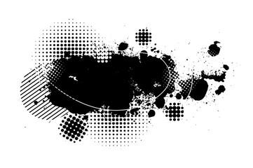 Abstract black blot object. Grunge frame. hand drawing. Not AI. Vector illustration