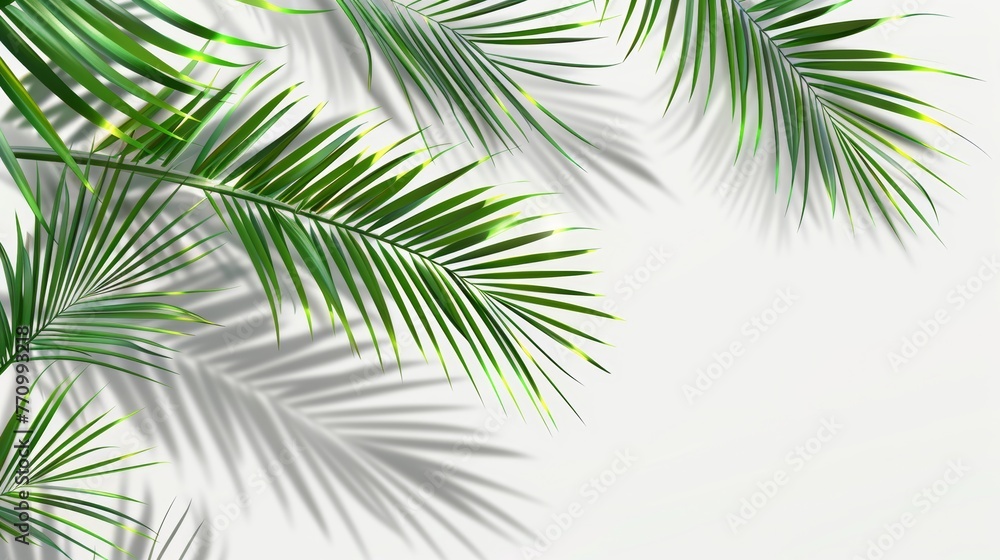 Aufkleber shadow from a palm tree leaf on a white background. shadow from palm leaves. modern illustration eps