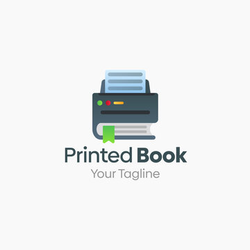 Illustration Vector Graphic Logo of Printed Book. Merging Concepts of a Book and Printer Good for Education, Course, Learning, Academy etc