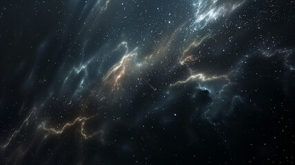 Interstellar Clouds and Light Rays in Space - obrazy, fototapety, plakaty