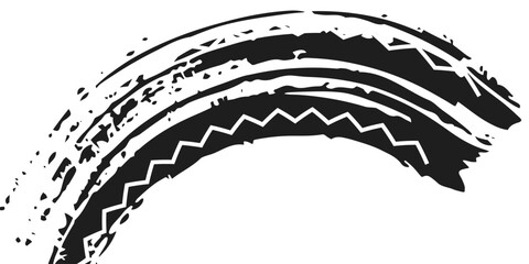 Drift background monochrome with texture wheel marks and drift in skidding, rounded tire marks. Vector isolated texture. Drift background illustration mark modern