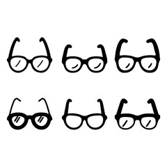 SET OF GLASSES WITH BLACK FRAME, DRAWING - SVG