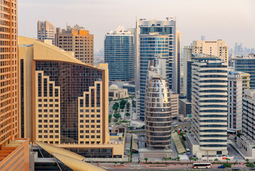 Fototapeta na wymiar cityscape with modern new buildings, Dubai, United Arab Emirates