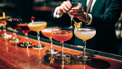Obraz premium Cocktails in the bar closeup