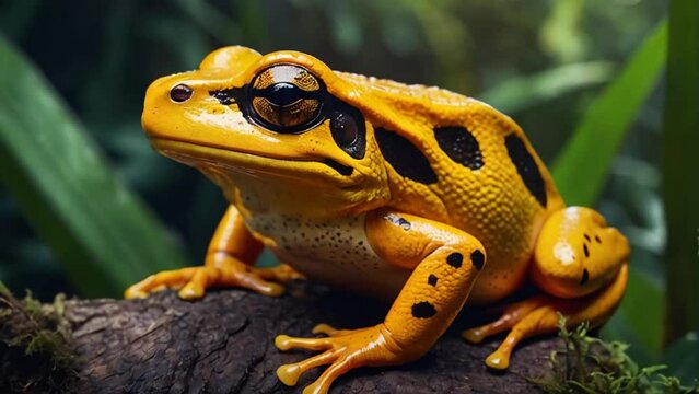 Beautiful yellow frog in nature tropical