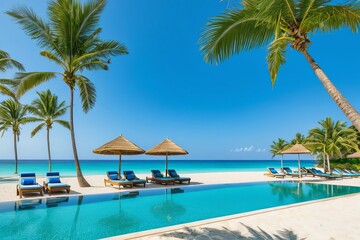 Heavenly retreat: Experience the beauty of beach life and a luxurious poolside vacation in a hot country