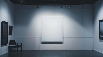 Cinematic Art Gallery View with a Blank Canvas Generative AI
