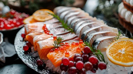 Tuinposter Frozen Fish Segment seafood bakery cake plate © PatternHousePk