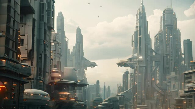 Fantasy landscape with fantasy alien city. 3d rendering toned image, AI Generated