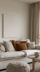 Stylish White Heating Panel Enhancing a Living Room Generative AI