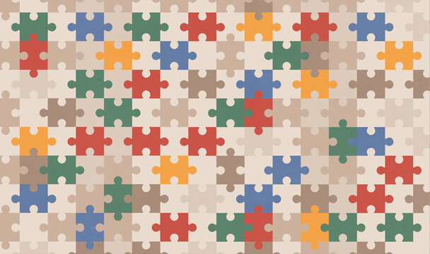 Completed jigsaw puzzle abstract background 