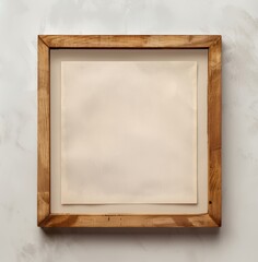 Minimalist Illustration: Empty Wooden Frame with Blank Paper in Hyperrealistic Style Generative AI