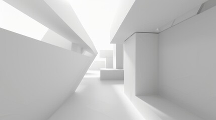 Minimalist White Cubic Abstract Interior Generative AI