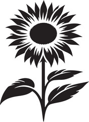 Sunflower black and white isolated icon