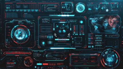 Futuristic Vector Interface Screen Design: A High-Tech Display of Digital Callouts and User Interface Elements - obrazy, fototapety, plakaty